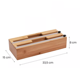 Organizador Porta Rolos para Gavetas com Cortador Eco Bambu 33,5x15x8cm