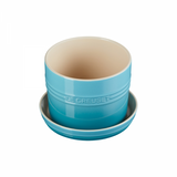 Vaso para Ervas e Flores com Bandeja 14cm Le Creuset Azul Caribe