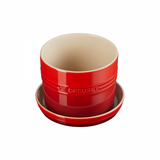 Vaso para Ervas e Flores com Bandeja 14cm Le Creuset Vermelho Cerise