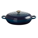 Caçarola Buffet Signature 32 cm Ferro Fundido Puxador Dourado Le Creuset Azul Agave