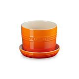 Vaso para Ervas e Flores com Bandeja 14cm Le Creuset Laranja Flame